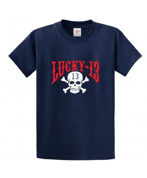 Lucky 13 Unisex Classic Kids and Adults T-Shirt for Motorcycle Lovers